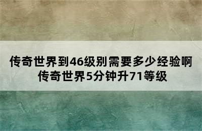 传奇世界到46级别需要多少经验啊 传奇世界5分钟升71等级